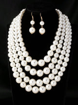 3pcs/Set Luxury Pearl Necklace And Earrings Jewelry Set, Suitable For Women's Parties, Banquets And Events
