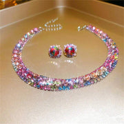 1 set crystal necklace and earrings jewelry set